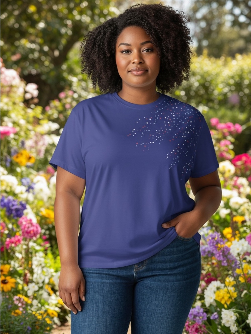 tek gear Royal Blue V-Neck Short Sleeve Tee with Star design